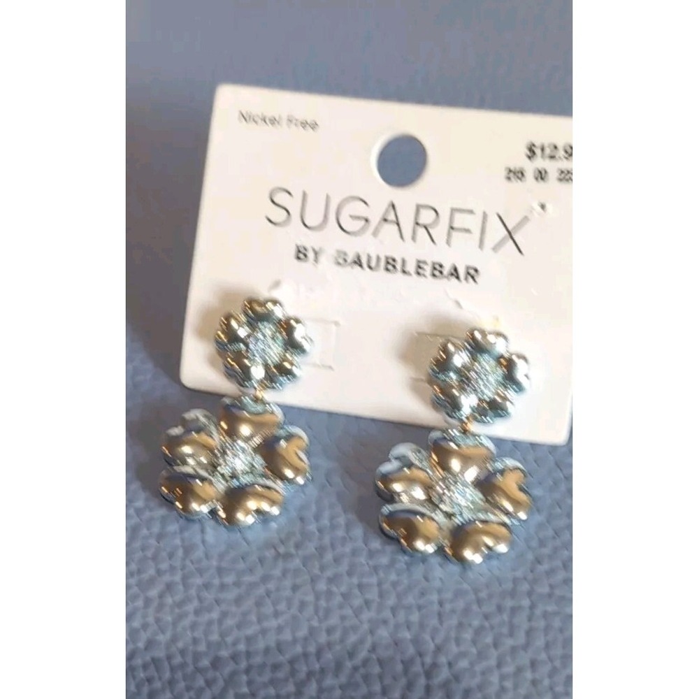 SUGARFIX By Baublebar Bright Metallic Pink Flower Earrings Pierced Dangle